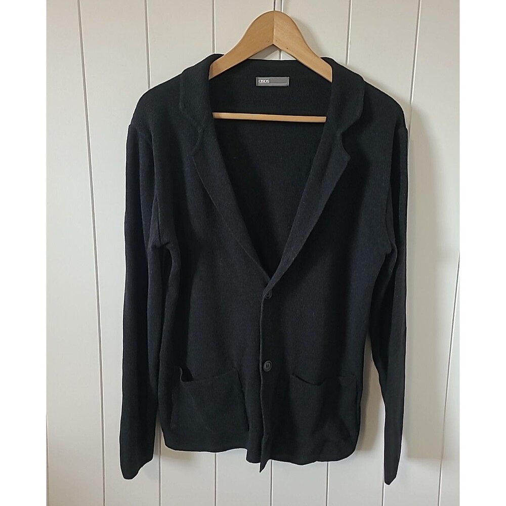 Asos Sweater Cardigan Women's Small Black Button Pockets Fall Winter